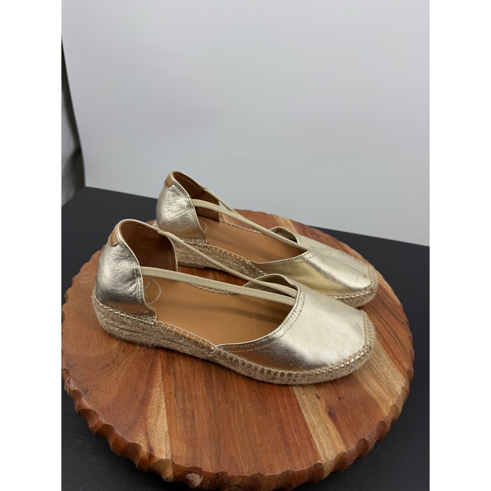 Toni Pons Erla-P Espadrilles Flats Women Size 38 Gold Metallic Elastic Strap